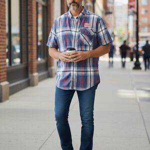 Kids Plaid Shirt - Blue and Red